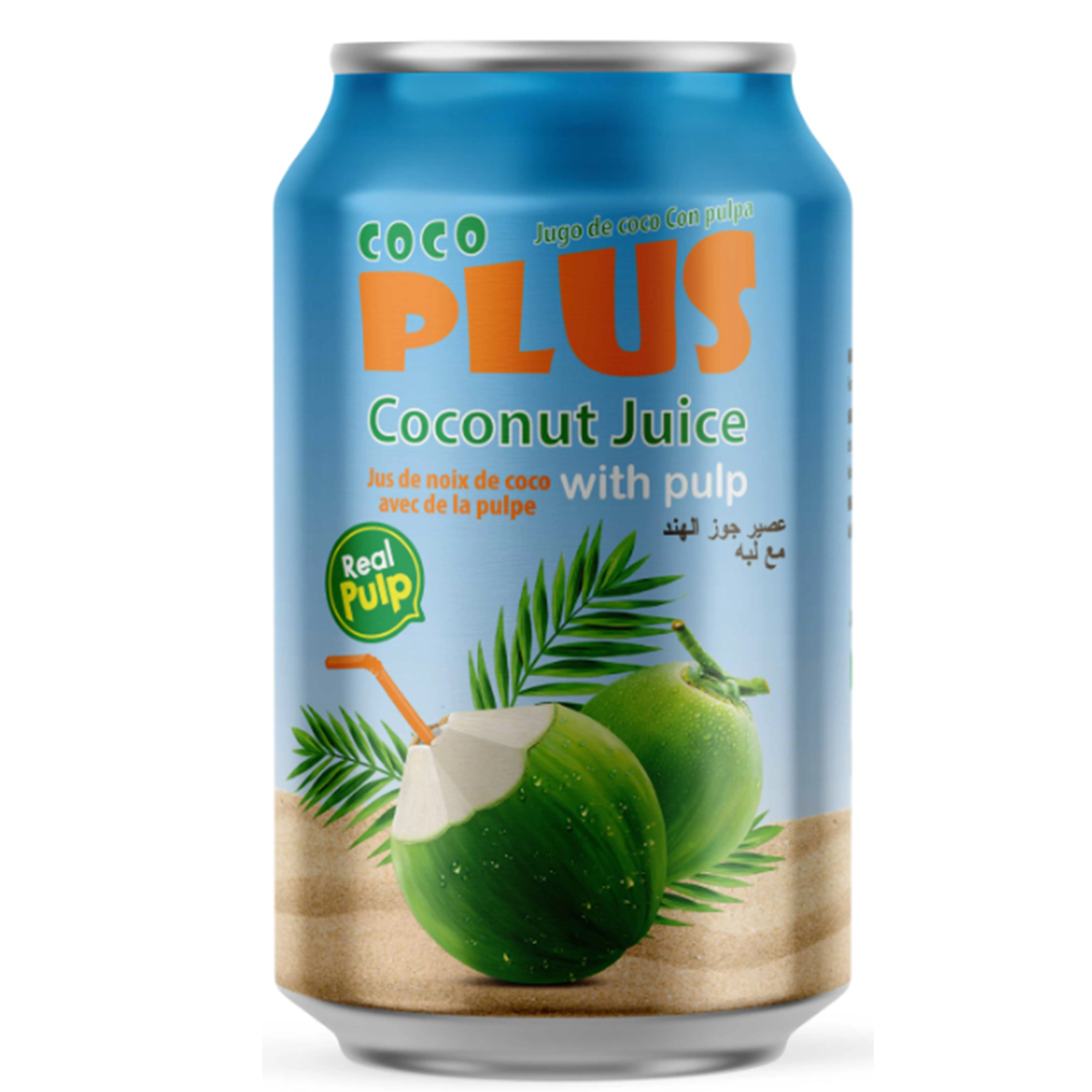 Кокосовая вода сок ALU банка 310 мл Coco Plus. Еда и напитки, сделано в Таиланде, продукт Таиланда. Фруктовый продукт