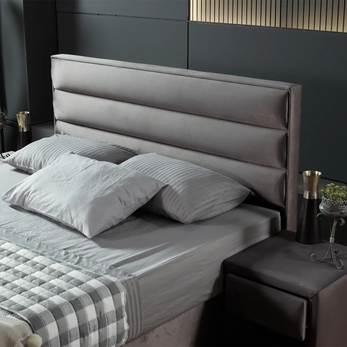 Cama de couro macio elegante, camas de couro para hotel e móveis