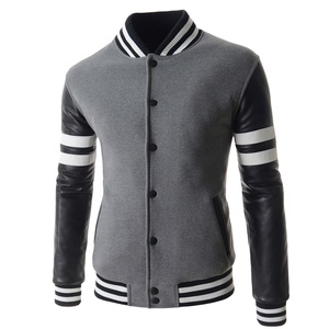 Fábrica de logotipo gratis casual chaqueta de desgaste al por mayor para hombre al por mayor de 100% poliéster de bombardero Letterman chaqueta de béisbol - Product Image 1