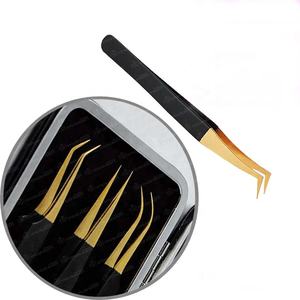 แหนบปลายแหลมสำหรับต่อขนตาปลอมทำจากสเตนเลสมืออาชีพโลโก้ตามสั่ง - Product Image 1