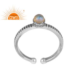 Bague en pierre précieuse d'opale éthiopienne naturelle 925, gros bijoux grande taille, Style Vintage, en argent, vente en gros - Product Image 1