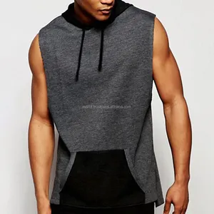 Bán Sỉ Áo Chui Đầu Nam Không Tay Màu Xám Phong Cách Heather MSWMH41 Quần Áo Thời Trang Áo Hoodie Nam OEM