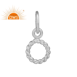 Pendiente de Aro Redondo Trenzado de Plata de Ley 925, Martillado a Mano, Liso, para Boda, Joyería Unisex - Product Image 1