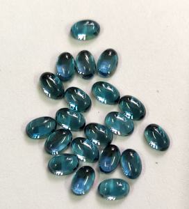 Cabochon ovale en topaze bleu londonien, naturelle, de 3x5mm à 5x7mm, qualité supérieure - Product Image 2