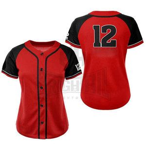 Camiseta de béisbol para mujer, Jersey de béisbol con botones completos, sublimación - Product Image 6