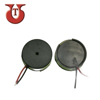 Zumbador UTPT1770GW 16.8x7mm, Carcasa de Plástico Negra Circular con Cables Rojos y Negros, Tecnología Piezoeléctrica, Salida de 75dB para Alarmas y Sirenas