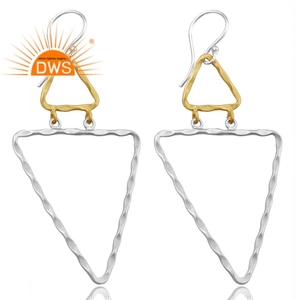 Boucles d'oreilles design triangulaire faites à la main pour femmes bijoux en argent pour femmes cadeau pour sa collection délicate - Product Image 2
