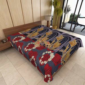 Edredón bordado Kantha Reversible de algodón de calidad fina patrón impreso Vintage para uso doméstico o hotelero cuatro estaciones - Product Image 3