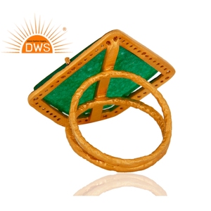 Natural Green Onyx Gemstone Slice Prong <b>Set</b> <b>Ring</b> Jewelry Wholesale Gold Plated 925 Sterling <b>Silver</b> Cocktail Jewelry Supplier - Product Image 4