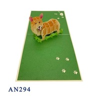 Meilleure Vente Viet-craft Corgi Carte Pop-up 3D Faite à la Main Design Personnalisé Impression Offset Animaux Artisanat en Papier Vietnam Laser Thanksgiving