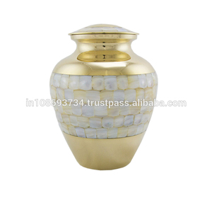 Metal de alta calidad con banda en relieve Urnas de cremación Metal Latón Recuerdo Madre de perla Urna de cremación decorativa - Product Image 2