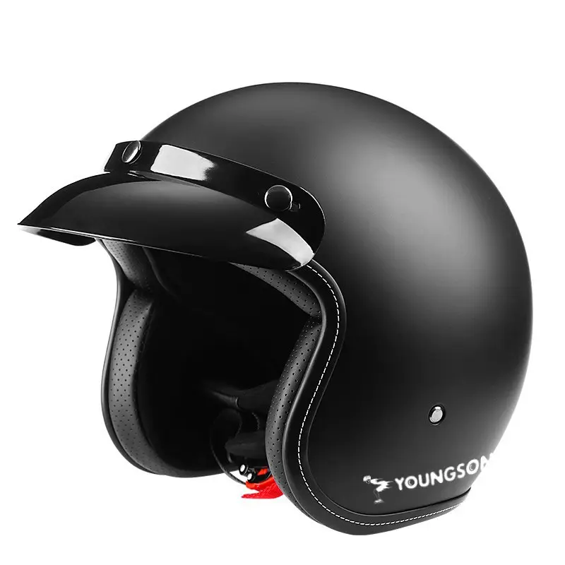 ABS Matt Black Helmet Motorcycle High Quality Secure Protective Tape Helmet Retro Safety Helmet for Adult