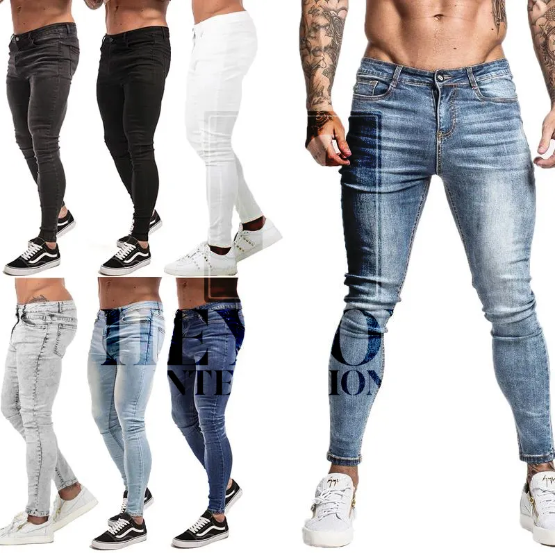 2021 Fashion Rippid Jeans for Men Cargo Pants Fabric High Waist Softener Slim Smart Casual Spandex / Cotton OEM Custom Jean 0.6