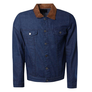 Veste de moto en jean bleu à la mode pour hommes broderie personnalisée fermeture à glissière support grande taille coton respirant décontracté hiver - Product Image 4