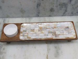 ถาดเสิร์ฟและเก็บของรูปทรงสี่เหลี่ยมผืนผ้าประดับมุกทำมือสุดหรู พร้อมลายกรอบ สำหรับงานแต่งงาน งานอีเว้นท์ และตกแต่งบ้าน - Product Image 3