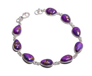 ธรรมชาติสีม่วงทองแดงสีฟ้าครามพลอยแฮนด์เมดสร้อยข้อมือเงิน925เครื่องประดับเงินสเตอร์ลิงราคาขายส่ง - Product Image 3