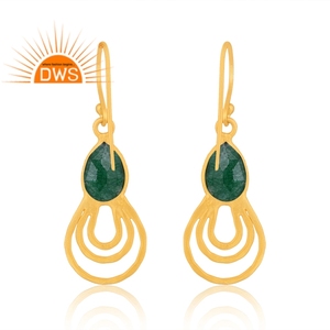 ต่างหูห้อยอัญมณีควอตซ์ธรรมชาติสีเขียว Aventurine ดีไซน์ล่าสุดผู้ผลิตเครื่องประดับคอลเลกชันที่สวยงาม - Product Image 4