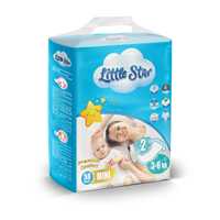 Couches jetables pour bébé LITTLE STAR en coton de haute qualité, protection anti-fuites, super absorbantes, 3-13g SAP, taille L, feuille arrière respirante, élastique