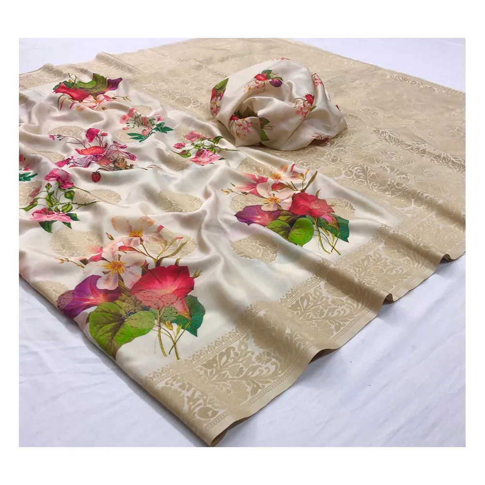 Saree-seda suave con estampado Digital para mujer, Material de alta calidad, compra desde el proveedor Universal