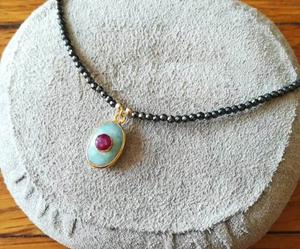 Pendentifs en pierre de lune et Citrine naturelle, pendentifs à Double pierre précieuse, 8x12mm, avec lunette en or ovale - Product Image 4