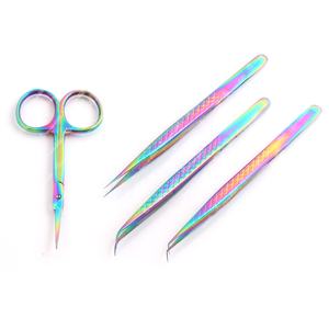 Pinzas para extensión de pestañas, pinzas para pestañas con logotipo personalizado, volumen, agarre de diamante de acero inoxidable, pinzas para pestañas multicolor - Product Image 1