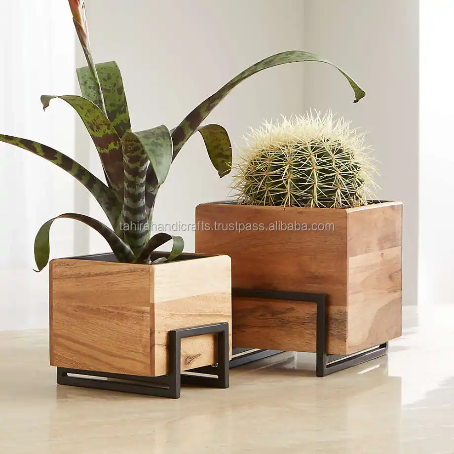 Wood Square planter with stand for garden decoration table decor living room wedding decorations Christmas Gift