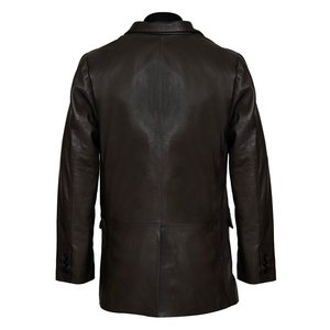 Chaqueta ajustada de piel auténtica para mujer, abrigo informal de cuero marrón lavado - Product Image 6