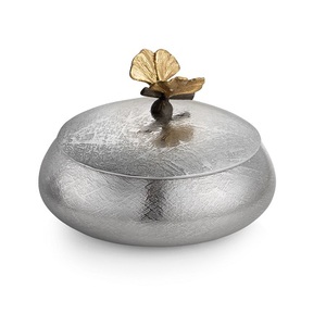 Aluminium And Glass Sweets Box With Designer Spoon Round Shape Decorative Chocolate Sweets Dessert Box - Product Image 5