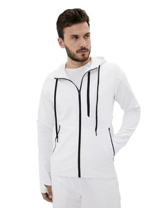 2024 personnalisé nouveau blanc sport sweat survêtement pour hommes respirant entraînement Jogging porter deux pièces ensemble à capuche survêtement pour l'hiver - Product Image 4