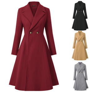 Cappotto in Lana Trench a Tinta Unita con Colletto a Risvolto e Maniche Lunghe per Donna OEM Curlbiuty - Product Image 6