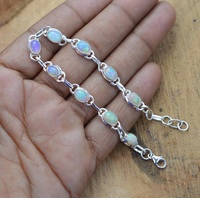 Bracelet manchette religieux en opale d'Éthiopie naturelle, argent sterling 925 plaqué or, neuf pierres ovales, réglable, unisexe, pour mariage