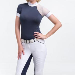 Hot Sale Equestrian Women Shirt Short Sleeves Stretchy Fit Custom Clothing Bulk Wholesale Baselayer <b>Top</b> <b>Horse</b> <b>Riding</b> Shirts - Product Image 3