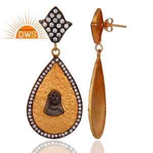 Beautiful White Zirconia Earrings Designer 18k Gold Plated Brass Fashion Drop Dangle Earrings Jewelry Supplier - Product Image 2
