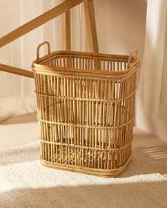 Cesta de almacenamiento de mimbre multifuncional, accesorio de mimbre tejido a mano, respetuoso con el medio ambiente, para la colada - Product Image 1