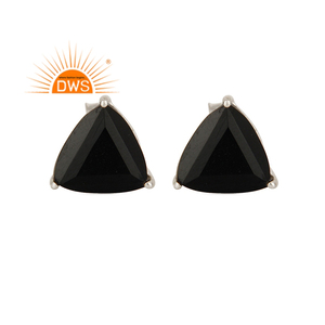 Latest Handmade Design Sterling Silver Natural Black <b>Onyx</b> Gemstone Trillion Stud <b>Earring</b> Jewelry For Women Gift For Her - Product Image 1