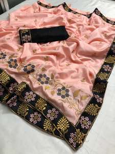 Dernier créateur Kanchipuram Sarees vêtements de fête et de mariage en soie pour femmes Banarasi chemisier en soie de coton vêtement tissu doux - Product Image 3