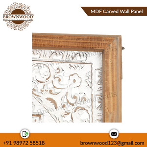 Panneau mural en bois MDF sculpté à la main de qualité supérieure, vente en gros d'usine, 90x90 cm, couleur blanc brûlé antique, pour la décoration - Product Image 4