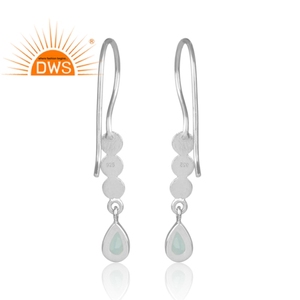 Boucles d'oreilles pendantes de conception pour femmes, bijou en argent 925, pierre précieuse de calcédoine, bleue naturelle, fabrication de bijoux - Product Image 3