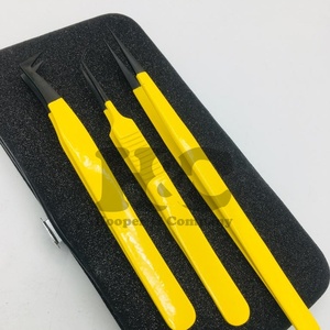 Pinzas de punta de Plasma negras Pinzas de pestañas recubiertas de polvo amarillo Pinzas de extensión de pestañas de alta calidad Logo Oferta visón - Product Image 6
