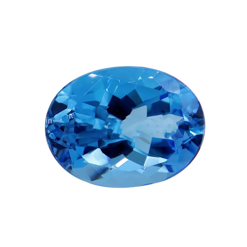 Hochwertiger ovaler facettierter blauer Topas-Halbe del ring, Anhänger und Halskette Verwenden Sie Topas-Edelstein-Exporteur