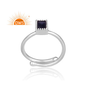 แหวนเงินแท้ 925 ปรับขนาดได้ ประดับพลอยไอโอไลต์สีน้ำเงินธรรมชาติ สำหรับงานแต่งงานผู้หญิง ผลิตโดยผู้ผลิตเครื่องประดับ - Product Image 2
