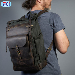 Best Quality Made <b>Men</b> Backpack Large Capacity Personalized Laptop Roll Top Genuine <b>Leather</b> <b>Bag</b> - Product Image 2