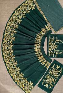 DESIGNER BEUTIQUE LOOK <b>GREEN</b> VELVET SEQUENCE <b>CORDING</b> WORK LEHENGHA CHOLI WITH DUPATTA - Product Image 3