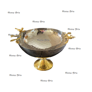 Premium Quality Aluminium Serving <b>Bowl</b> With Iron Stand Silver Color Round Shape <b>Dessert</b> <b>Bowl</b> By Home Arts - Product Image 2