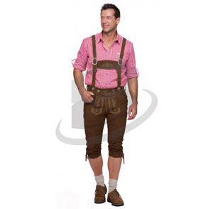 Costumes d'Oktoberfest bavarois bio, pantalon Lederhosen en cuir de vache, pour festival de la bière, Halloween, cosplay, fête costumée - Product Image 2