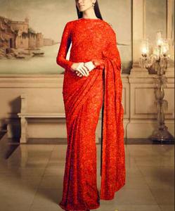 Nouveau Look riche tenue décontracté Satin soie Saree avec Contras Blouse pièce femmes indiennes portent Sari bas prix en gros Surat Apparelgarment - Product Image 5