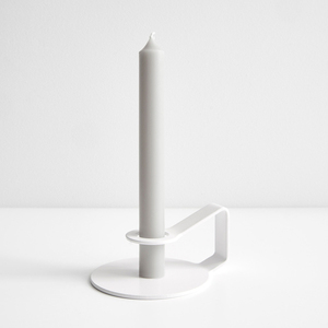 Metal White <b>Taper</b> Candlestick <b>Candle</b> <b>Holder</b> - Product Image 1