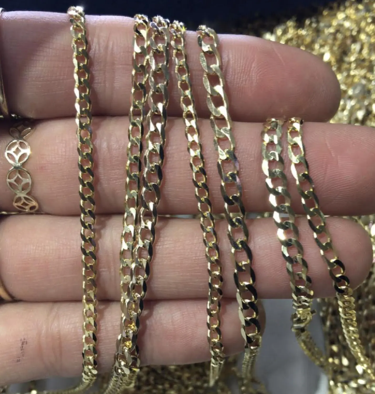 Золотые ожерелья из кубинской цепи Майами, 10 к, 14 к, 18 К, 22 к, 24 к (от 1 мм до 12 мм), США и Канада