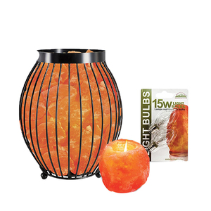 IMPEX PAKISTAN OEM Natural Hand Carved Custom Himalayan Salt Crystals Lamp in Iron Cylinder <b>Basket</b> - Product Image 2