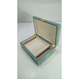 เปลือกล็อคทองเหลืองสร้างสรรค์ตกแต่งที่กำหนดเองมอสส์สีเขียว0,245X0,185X0,08 Faux Shagreen กล่องเครื่องประดับ - Product Image 2